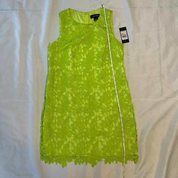 NWT Jessica Howard Lime Green Lace Sleeveless Dress - SIZE 10P - Picture 7 of 8